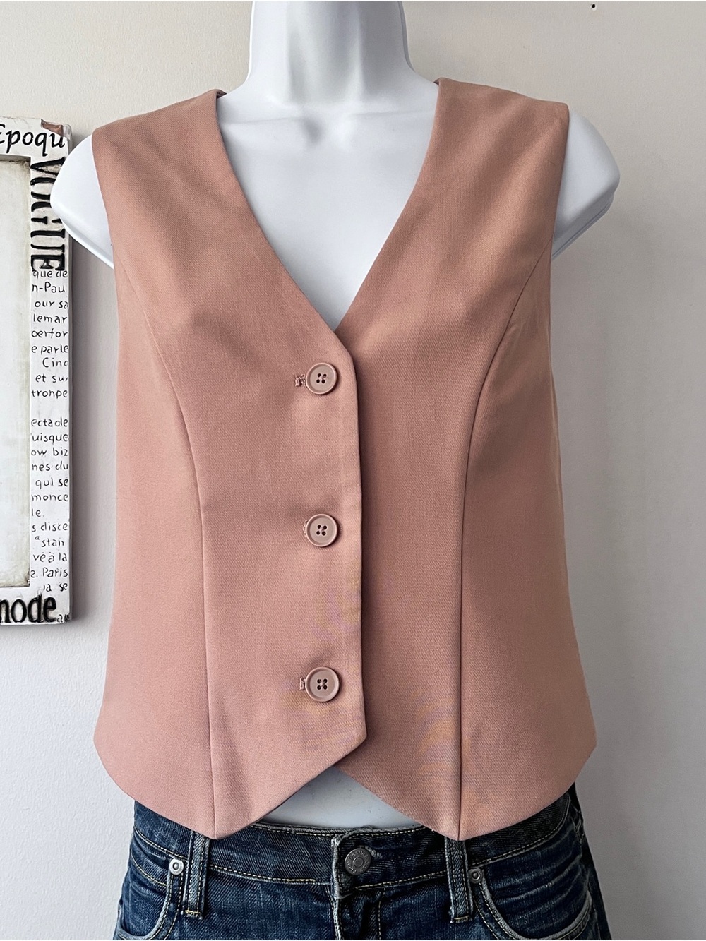 Abercrombie & Fitch Tan Button Front Women’s Indie Sleeze Cropped Vest Size S